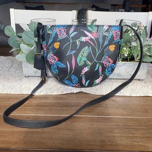 Black Floral Print Crossbody Bag